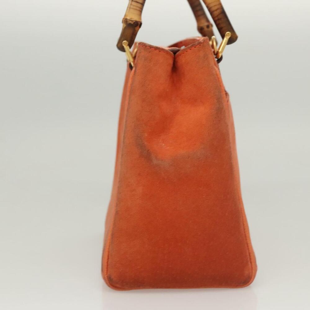 GUCCI Bamboo Hand Bag Suede Orange Gold 000 123 000 123 - Picture 6 of 16
